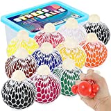 OleOletOy 12pcs Mesh Stress Balls for Kids & Adults, Big Squeeze Grape Stress Ball with Net, Bulk Mesh Ball Fidget Toys Pack, Multi-Colored Sensory Toys Set, Anxiety Relief Items, Party Favors Prizes