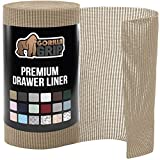 Gorilla Grip Drawer and Shelf Liner, Strong Grip, Non Adhesive Easiest Install Mat, 12 in x 20 FT, Durable Liners for Kitchen Cabinets, Drawers, Cupboards and Bathroom Storage Shelves, Beige