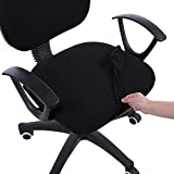 Smiry Stretch Jacquard Office Computer Chair Seat Covers, Removable Washable Anti-dust Desk Chair Seat Cushion Protectors - Black