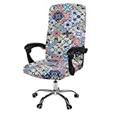 smiry Stretch Printed Computer Office Chair Covers, Soft Fit Universal Desk Rotating Chair Slipcovers, Removable Washable Anti-Dust Spandex Chair Protector Cover with Zipper (Colorful Vintage)