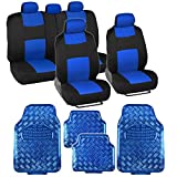 BDK PolyPro Car Seat Covers, Full Set – Front and Rear Split Bench Protection, Includes 4PC Vibrant Metallic Floor Mats, Easy to Install, Universal Fit for Auto Truck Van SUV