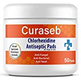 BEXLEY LABS Curaseb Chlorhexidine Wipes for Dogs & Cats, Relieves Skin Infections, Hot Spots & Allergies, Veterinary Strength, 50 Count