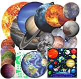 200+PCS Glow in The Dark Stars and Planets for Ceiling, 3D Realistic NASA Space Decor Dwarf Planets Pluto Moon Sun Glow in The Dark Stars, Solar System for Kids Wall Decals, Boys Room Decor