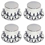 TORQUE 4 Pack of Rear Axle Wheel Cover 33mm Screw-on Lug Nut Cover for Semi Truck (Chrome Plated ABS Plastic) (Universal Fit) (TR584-TWC)