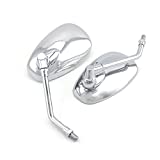 Motorcycle Mirrors, Universal 10mm Chrome Motorcycle Rear View Side Mirrors Handle Bar Bar End Motorcycle Mirrors