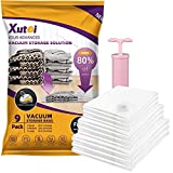 XUTAI Vacuum Storage Bags - 9 Packs Space Saver Bags Vacuum Storage Bags (3 Large, 3 Medium, 3 Small ) with Pump, 80% More Storage! Large Vacuum Sealer Bags for Clothes, Comforters, Blanket, Bedding