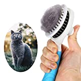 Cat Grooming Brush, Self Cleaning Slicker Brushes for Dogs Cats Pet Grooming Brush Tool Gently Removes Loose Undercoat, Mats Tangled Hair Slicker Brush for Pet Massage-Self Cleaning (Blue)
