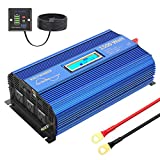 1500W Pure Sine Wave Power Inverter DC 12v to AC 110V-120V with Remote Control LCD Display and 2x2.4A Dual USB Ports 3 AC Outlets for Home RV Truck by VOLTWORKS