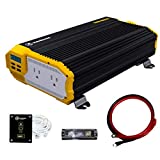 Krieger 1500 Watts Power Inverter 12V to 110V, Modified Sine Wave Car Inverter, Dual 110 Volt AC Outlets, Hardwire Kit, DC to AC Converter with Installation Kit - ETL Approved Under UL STD 458