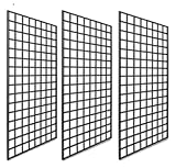 Only Garment Racks #1899B Grid Panels - Perfect Metal Grid for Any Retail Display, 2' Width x 4' Height, 3 Grids Per Carton (Black) (Pack of 3)