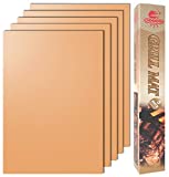 LOOCH Copper Grill Mat Set of 5-100% Non-Stick BBQ Grill & Baking Mats - PFOA Free, Reusable and Easy to Clean - Works on Gas, Charcoal, Electric Grill and More - 15.75 x 13 Inch