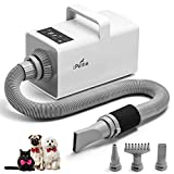 iPettie Ionic High Velocity Pet Hair Dryer 4.3HP, Stepless Adjustable Heating & Speed Dog Hair Dryer, Dog Hair Blower, Cat Dryer with LCD Digital Display Touch Control and 4 Nozzles