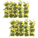 Warmtree 40 Pcs Flower Cluster Flower Vegetation Groups Grass Tufts Miniature Static Scenery Model for DIY Architecture Building Model Railway Train Diorama Garden Scenery Landscape Layout (Yellow)