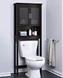 Spirich Home Bathroom Shelf Over The Toilet, Bathroom Cabinet Organizer with Moru Tempered Glass Door (Espresso)