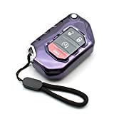 Compatible with 2020 2021 Jeep Wrangler JL JLU Rubicon Jeep Gladiator JT Sahara JLU OHT1130261 Purple Black TPU Flip Key Fob Cover Case Remote Holder Skin Protector Keyless Entry Sleeve Accessories