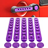 Grab Handle Inserts Cover+Push Button Knobs Cover Trim for Jeep Wrangler JK JKU Sahara Rubicon Unlimited 2007-2018 Exterior Door Handle Decoration Accessories Aluminum (Purple)