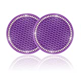 JUSTTOP Car Cup Holder Coaster, 2 Pack Universal Auto Anti Slip Cup Holder Insert Coaster, Bling Crystal Rhinestone Car Interior Accessories-Purple