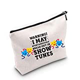 TSOTMO Warning I May Randomoly Break Out In Show Tunes Cosmetic Bag Theatre Novelty Makeup Bag Broadway Musical Theater Gift (SHOW TUNES)