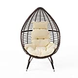 Christopher Knight Home Cutter Teardrop Wicker Lounge Chair with Cushion, Multibrown