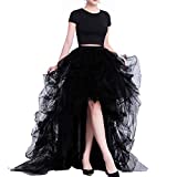 Lisong Women High Waist High Low Layered Tulle Floor Length Spectial Occasion Skirt S Black