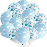 50PCS Cloud Latex Balloons Decorative Balloons Blue and Transparent Cloud Print Balloons for Baby Shower Boys Girls Birthday Party Supplies (Blue)
