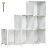 TomCare Cube Storage 6-Cube Closet Organizer Storage Shelves Cubes Organizer DIY Plastic Closet Cabinet Modular Book Shelf Organizing Storage Shelving for Bedroom Living Room Office (Wood-grain White)