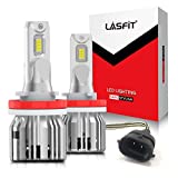 LASFIT H11 H8 H9 LED Light Bulbs, H16 6000K Super Bright Mini Size Easy Install, New Upgrade LC Plus-Pack of 2