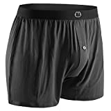 Bamboo Mens Boxers for Men Underwear Shorts - Soft Loose Comfortable Breathable Black (Large)
