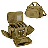 DSLEAF Tactical Gun Range Bag for 4 Handguns, Pistol Shooting Range Bag with 6x Magazine Slots and Extra Pockets for Ammo and Essentials, Khaki