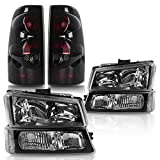 DWVO Headlight Assembly and Taillights Combo Compatible with 03-06 Chevrolet Silverado 1500/2500HD 05-06 Chevry Silverado 1500 HD 03-04 Chevrolet Silverado 2500 04-06 Chevrolet Silverado 3500