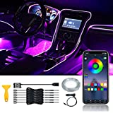 Car Interior LED Strip Light 6 in 1 Car Neon Ambient Lighting - Kits with 26.3FT Fiber Optic,16 Million Colors Sound Active Function and Wireless Bluetooth APP Control