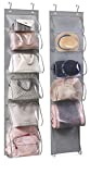 Kimbora Handbag Organizer Storage Purse Bag Hanger with 6 Easy Access Deep Pockets 2 Packs for Closet Wall, Gray