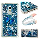 MRSTERUS Case for Redmi Note 4,Glitter Liquid Sparkle Floating Shiny Quicksand Clear Soft TPU Silicone Shockproof Protective Bumper Thin Cover for Redmi Note 4 / Redmi Note 4X Butterfly YBL