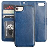 Bocasal iPhone 8 Plus iPhone 7 Plus Wallet Case with Card Holder PU Leather Magnetic Detachable Kickstand Shockproof Wrist Strap Removable Flip Cover for iPhone 7/8 Plus 5.5 inch (Blue)