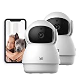 YI Pan-Tilt Security Camera, 360 Degree Smart Indoor Pet Dog Cat Cam with Auto Cruise, Night Vision, 2-Way Audio, Motion Detection, Phone APP, Compatible with Alexa and Google Assistant, 2pc