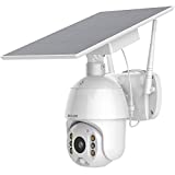 Security Cameras Wireless Outdoor,Pan Tilt 360° View Spotlight Rechargeable Solar Battery Powered WiFi System with Motion Detection and Siren, Color Night Vision,2-Way Talk,Cloud/SD-SOLIOM S600