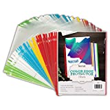 Samsill 100 Pack Color Edge Sheet Protectors, Clear Plastic Sheet Protectors 8.5 x 11, Three Ring Binder Sleeves with Color Coded Edge