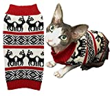 Ugly Vintage Knit Xmas Reindeer Holiday Festive Dog Sweater for Puppy Small Dogs, X-Small (XS) Size