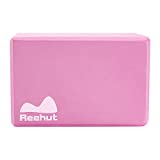 REEHUT Yoga Blocks 1 Pack 9" x 6" x 4" High Density EVA Foam Blocks to Support and Deepen Poses, Improve Strength and Aid Balance and Flexibility - Lightweight, Odor Resistant (Pink)
