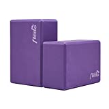 Fledo Yoga Blocks 2 Pack 9"x6"x4" - EVA Foam Brick, Featherweight and Comfy - Provides Stability and Balance - Ideal for Exercise, Pilates, Workout, Fitness & Gym (Purple)