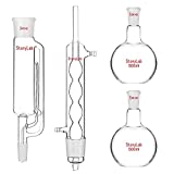 StonyLab 500ml Soxhlet Type Extraction Apparatus, Borosilicate Glass 45/40 Soxhlet Extractor with Allihn Condenser and 2 500 ml Flat Bottom Flasks with 24/40 Joint, Complete Unit