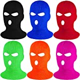 Geyoga 6 Pieces 3 Hole Balaclava Full Face Cover Ski Balaclava Winter Outdoor Sport Knitted Face Cover for Outdoor Sports (Bright Colors)