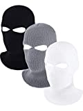 3 Holes Full Face Cover Knitted Balaclava Face Mask Winter Ski Mask for Winter Adult Supplies (Black White Gray)