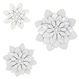 ZHENGY Metal Flower Wall Art Multiple Layer Decor for Indoor Outdoor Home Bedroom Living Room Office Garden, White-c