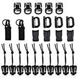 YuCool 25 Pack Tactical Molle Attachments Set, Webbing Key Ring,D-Ring Grimlocks,360 Rotation Clips,Web Dominators with Elastic Strings and Buckles for Dominators Tactical Vest Belt