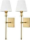 Wall Light Battery Operated Sconce Set Of 2not Hardwired Fixture,Battery Powered Wall Sconce With Remote Dimmable Light Bulb,Easy To Install Not Wires,for Bedroom, Lounge, Farmhouse ( Color : Gold )