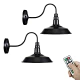 KAYYELAMP 2-Wall Light Battery Run Remote Control No Wired Retro Industrial Black Wall Lamp Lighting Fixture Wall Decor for Indoor Staircase Laundry-Easy to Install,Dimmer,Battery Not Included