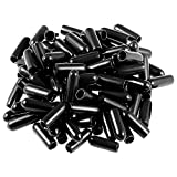 caapmony 4mm Rubber End Caps 4mm ID PVC Round Tube Bolt Cap Cover Screw Thread Protectors Black, 100 Pcs