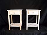 Set of 2 unfinished 18x18x26 Shaker Square edge Pine End Table, Night Stand w/shelf