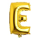 16" inch Single Gold Alphabet Letter Number Balloons Aluminum Hanging Foil Film Balloon Wedding Birthday Party Decoration Banner Air Mylar Balloons (16 inch Gold E)